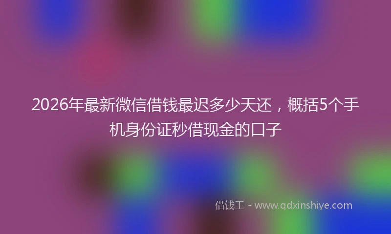 2026年最新微信借钱最迟多少天还，概括5个手机身份证秒借现金的口子