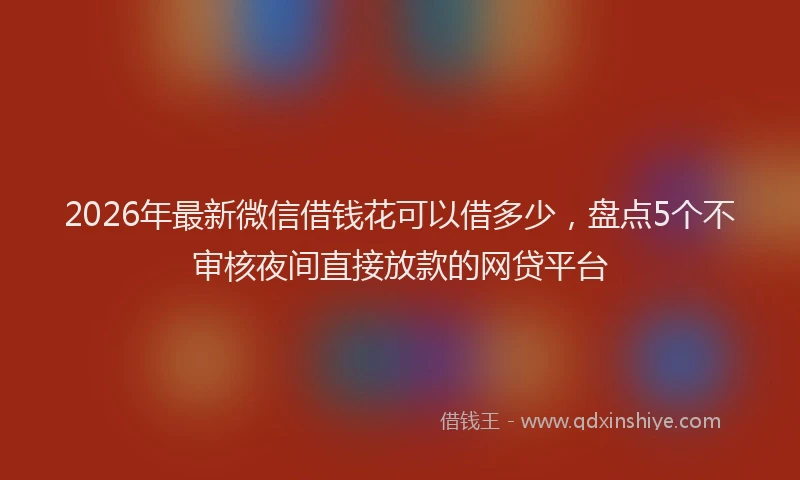 2026年最新微信借钱花可以借多少，盘点5个不审核夜间直接放款的网贷平台