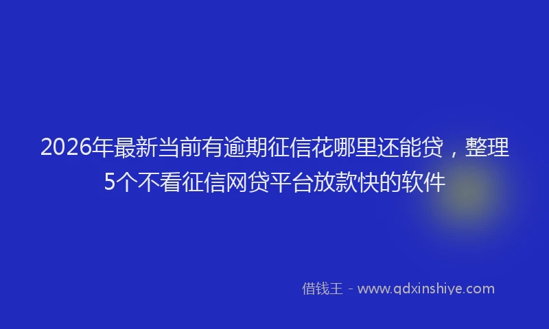 2026年最新当前有逾期征信花哪里还能贷，整理5个不看征信网贷平台放款快的软件