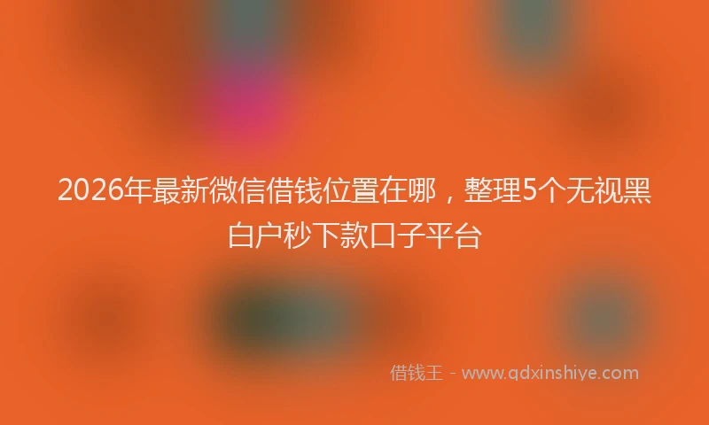 2026年最新微信借钱位置在哪，整理5个无视黑白户秒下款口子平台