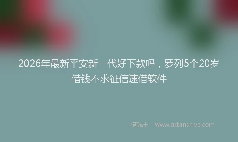 2026年最新平安新一代好下款吗，罗列5个20岁借钱不求征信速借软件