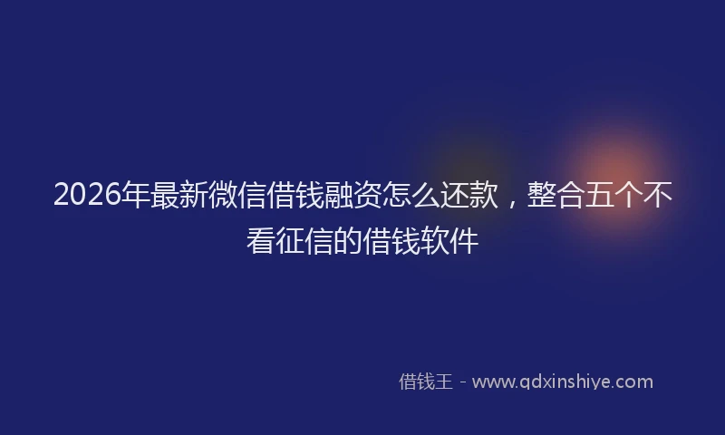 2026年最新微信借钱融资怎么还款，整合五个不看征信的借钱软件