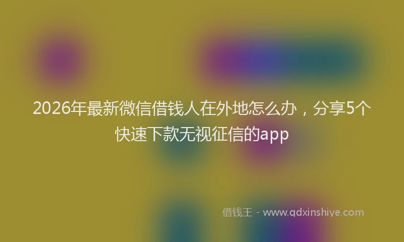 2026年最新微信借钱人在外地怎么办，分享5个快速下款无视征信的app