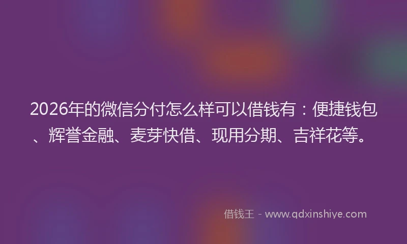 2026年的微信分付怎么样可以借钱有：便捷钱包、辉誉金融、麦芽快借、现用分期、吉祥花等。