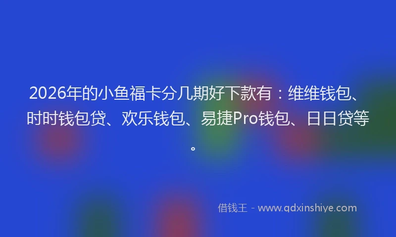 2026年的小鱼福卡分几期好下款有：维维钱包、时时钱包贷、欢乐钱包、易捷Pro钱包、日日贷等。
