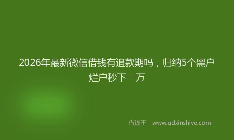2026年最新微信借钱有追款期吗，归纳5个黑户烂户秒下一万