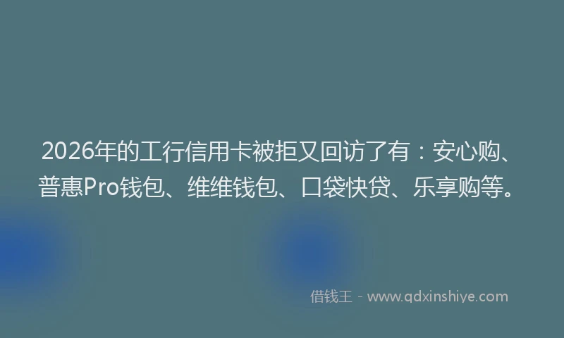 2026年的工行信用卡被拒又回访了有：安心购、普惠Pro钱包、维维钱包、口袋快贷、乐享购等。