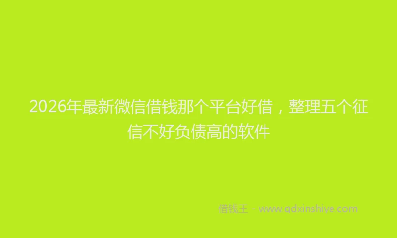 2026年最新微信借钱那个平台好借，整理五个征信不好负债高的软件