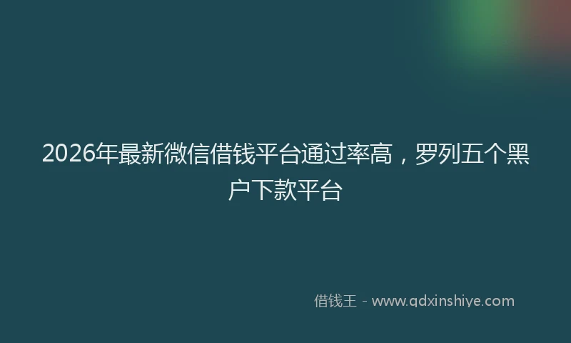 2026年最新微信借钱平台通过率高，罗列五个黑户下款平台