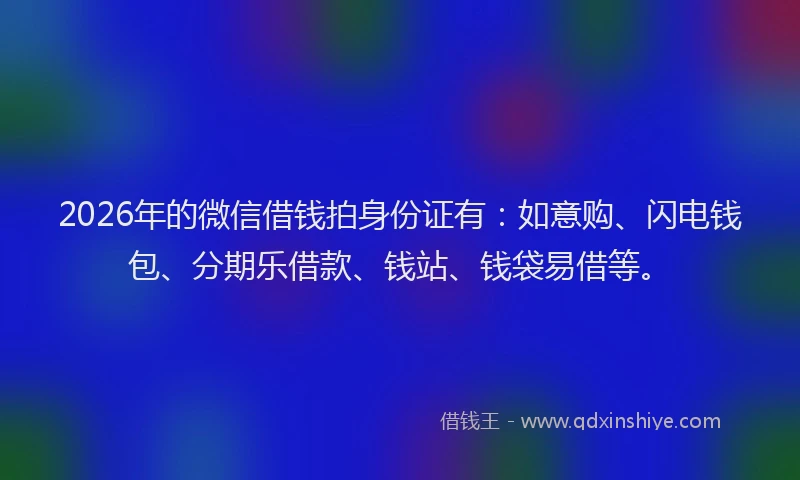 2026年的微信借钱拍身份证有：如意购、闪电钱包、分期乐借款、钱站、钱袋易借等。