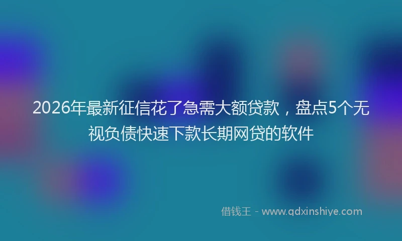 2026年最新征信花了急需大额贷款，盘点5个无视负债快速下款长期网贷的软件