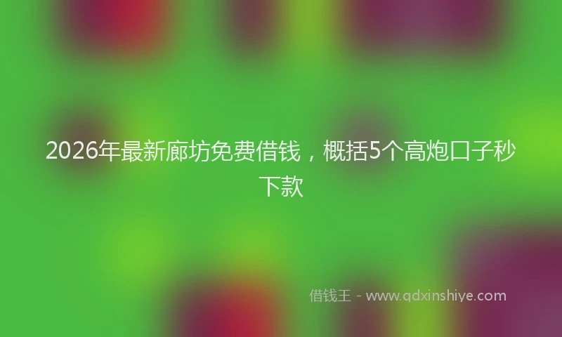 2026年最新廊坊免费借钱，概括5个高炮口子秒下款