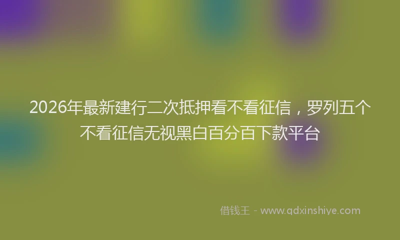2026年最新建行二次抵押看不看征信，罗列五个不看征信无视黑白百分百下款平台