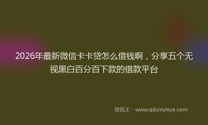 2026年最新微信卡卡贷怎么借钱啊，分享五个无视黑白百分百下款的借款平台