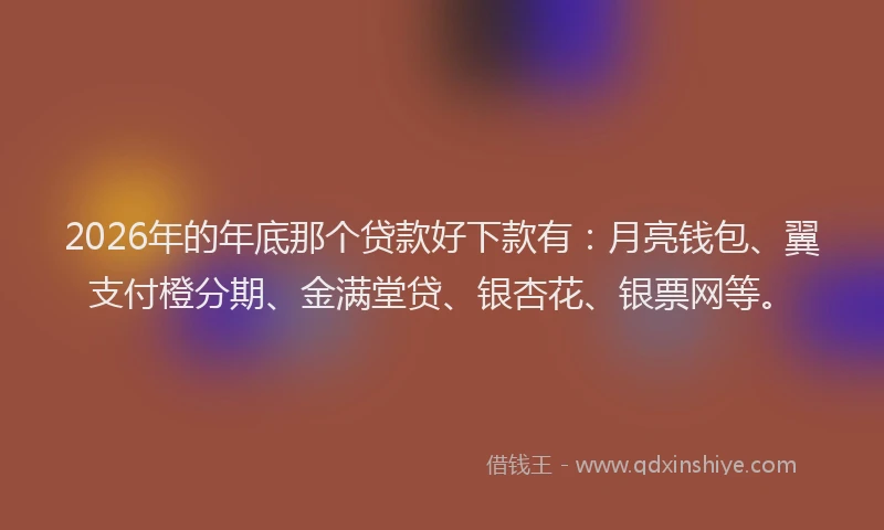 2026年的年底那个贷款好下款有：月亮钱包、翼支付橙分期、金满堂贷、银杏花、银票网等。
