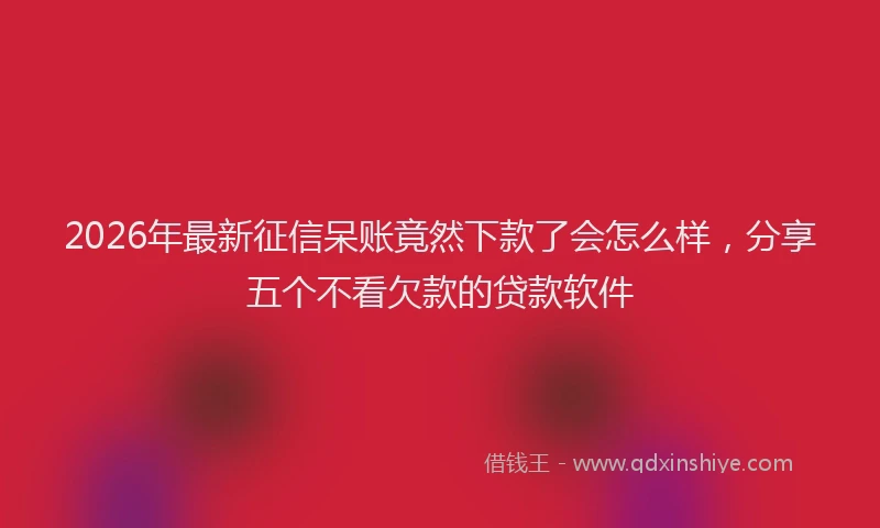 2026年最新征信呆账竟然下款了会怎么样，分享五个不看欠款的贷款软件