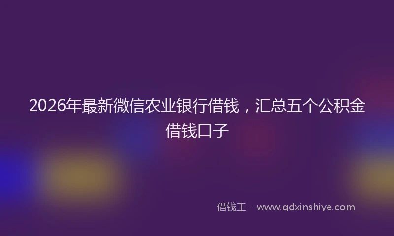 2026年最新微信农业银行借钱，汇总五个公积金借钱口子