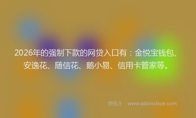 2026年的强制下款的网贷入口有：金悦宝钱包、安逸花、随信花、鹅小易、信用卡管家等。