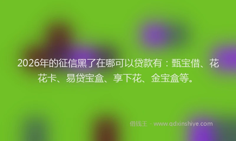 2026年的征信黑了在哪可以贷款有：甄宝借、花花卡、易贷宝盒、享下花、金宝盒等。