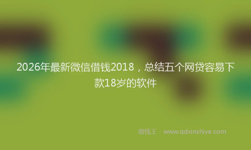 2026年最新微信借钱2018，总结五个网贷容易下款18岁的软件