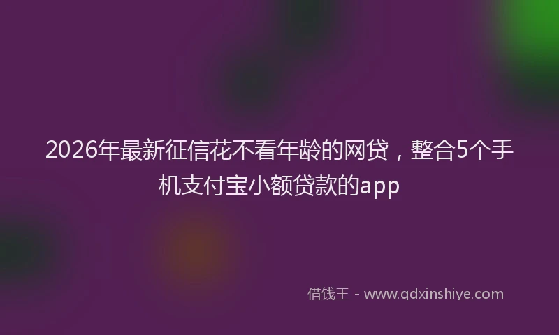 2026年最新征信花不看年龄的网贷，整合5个手机支付宝小额贷款的app