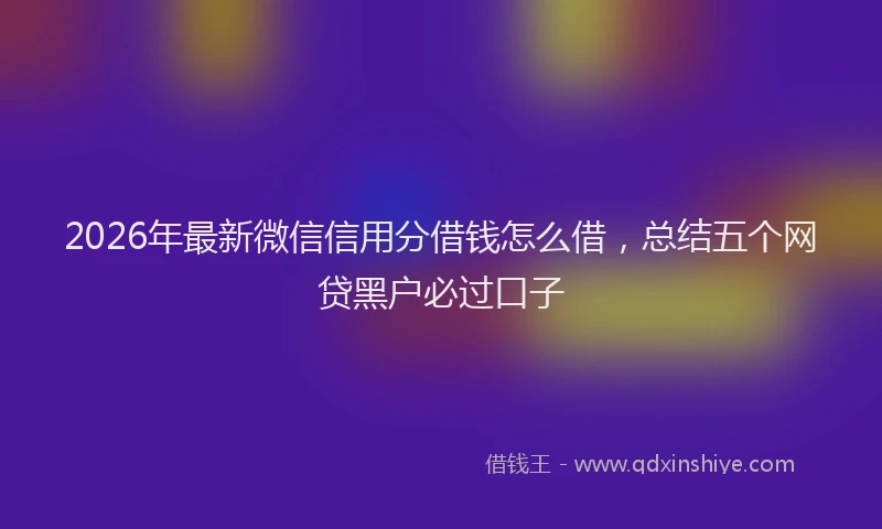 2026年最新微信信用分借钱怎么借，总结五个网贷黑户必过口子