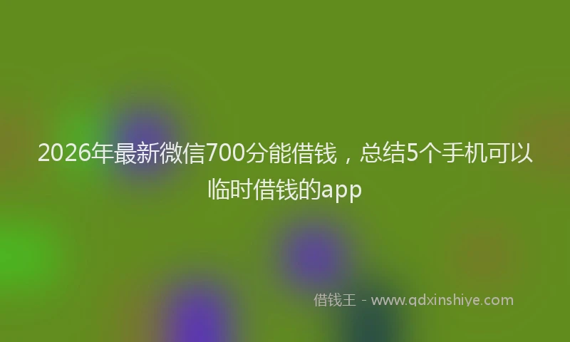 2026年最新微信700分能借钱，总结5个手机可以临时借钱的app