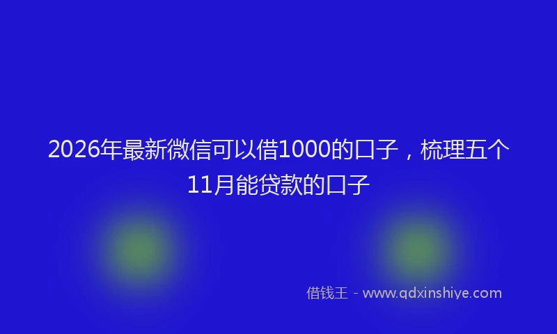 2026年最新微信可以借1000的口子，梳理五个11月能贷款的口子