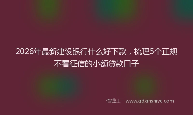 2026年最新建设银行什么好下款，梳理5个正规不看征信的小额贷款口子