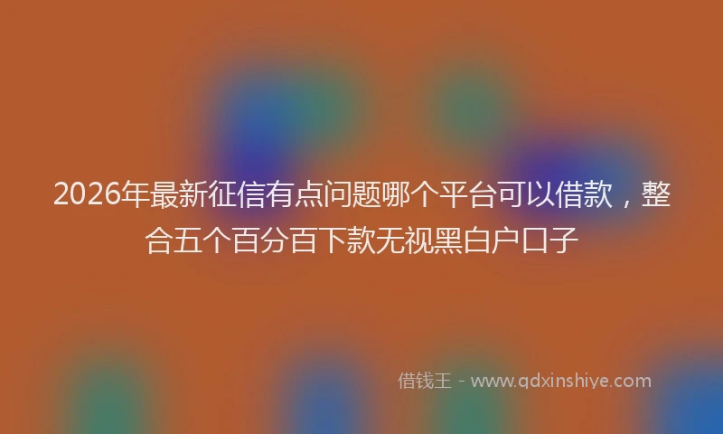 2026年最新征信有点问题哪个平台可以借款，整合五个百分百下款无视黑白户口子