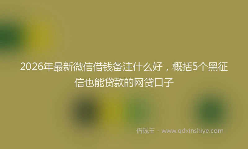 2026年最新微信借钱备注什么好，概括5个黑征信也能贷款的网贷口子