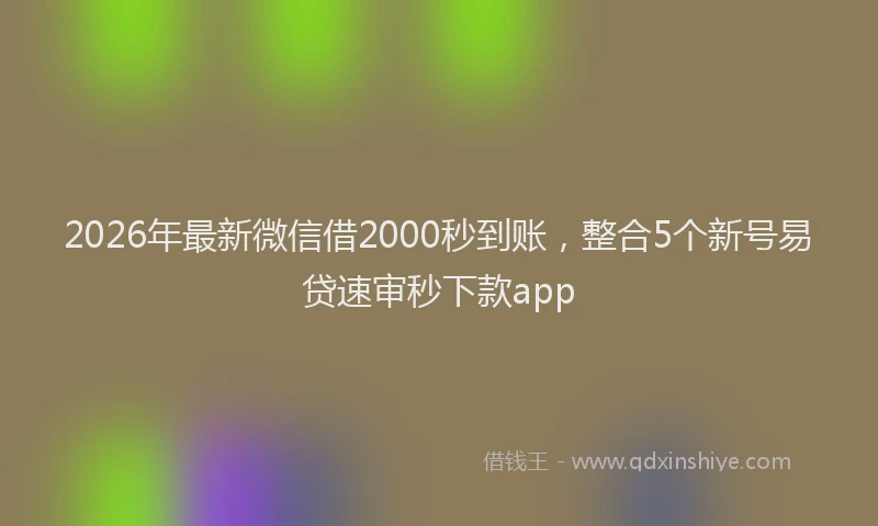2026年最新微信借2000秒到账，整合5个新号易贷速审秒下款app