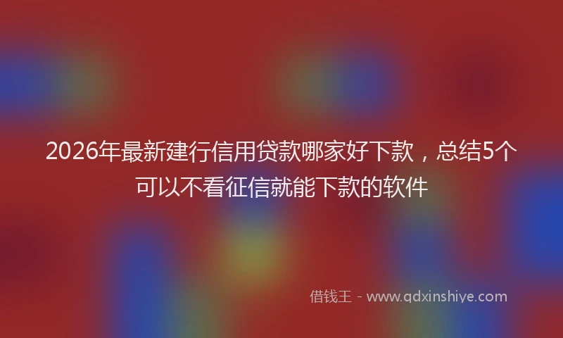 2026年最新建行信用贷款哪家好下款，总结5个可以不看征信就能下款的软件