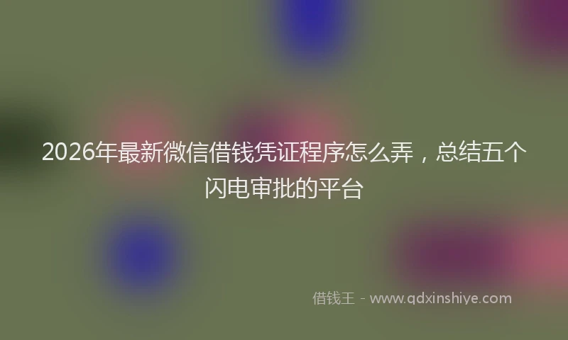 2026年最新微信借钱凭证程序怎么弄，总结五个闪电审批的平台