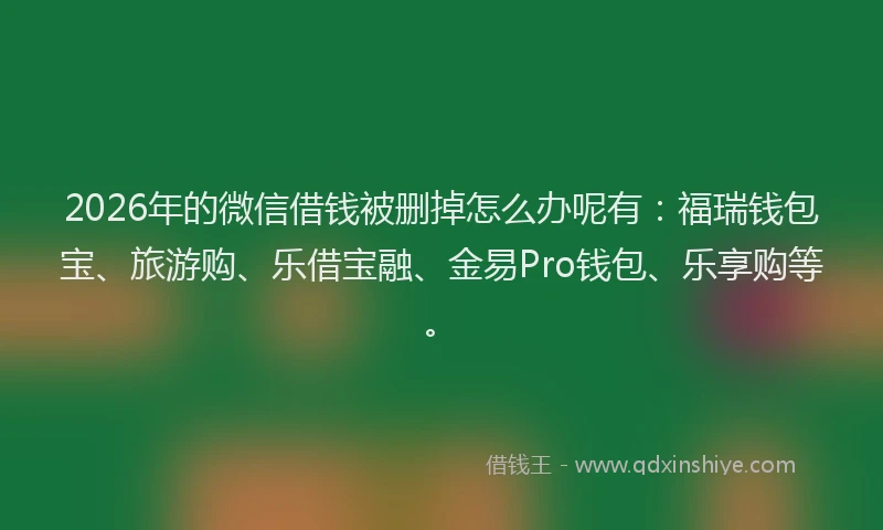 2026年的微信借钱被删掉怎么办呢有：福瑞钱包宝、旅游购、乐借宝融、金易Pro钱包、乐享购等。