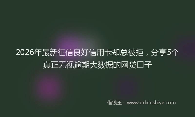 2026年最新征信良好信用卡却总被拒，分享5个真正无视逾期大数据的网贷口子