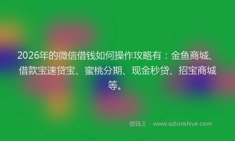 2026年的微信借钱如何操作攻略有：金鱼商城、借款宝速贷宝、蜜桃分期、现金秒贷、招宝商城等。