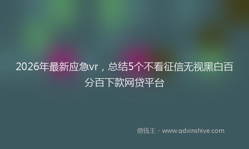 2026年最新应急vr，总结5个不看征信无视黑白百分百下款网贷平台