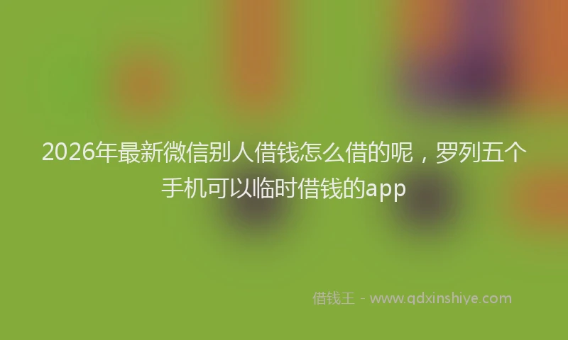 2026年最新微信别人借钱怎么借的呢，罗列五个手机可以临时借钱的app