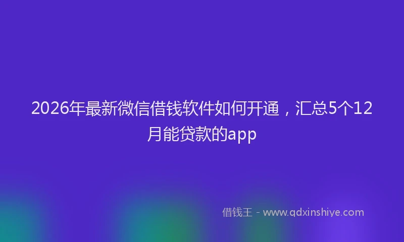 2026年最新微信借钱软件如何开通，汇总5个12月能贷款的app