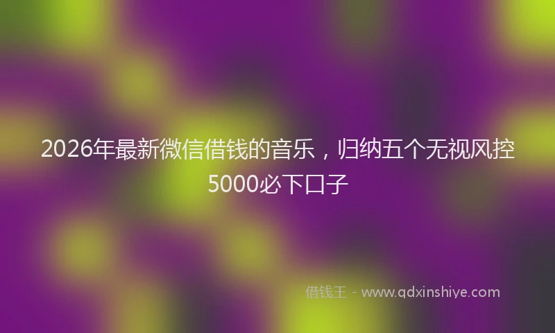 2026年最新微信借钱的音乐，归纳五个无视风控5000必下口子