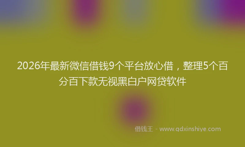2026年最新微信借钱9个平台放心借，整理5个百分百下款无视黑白户网贷软件
