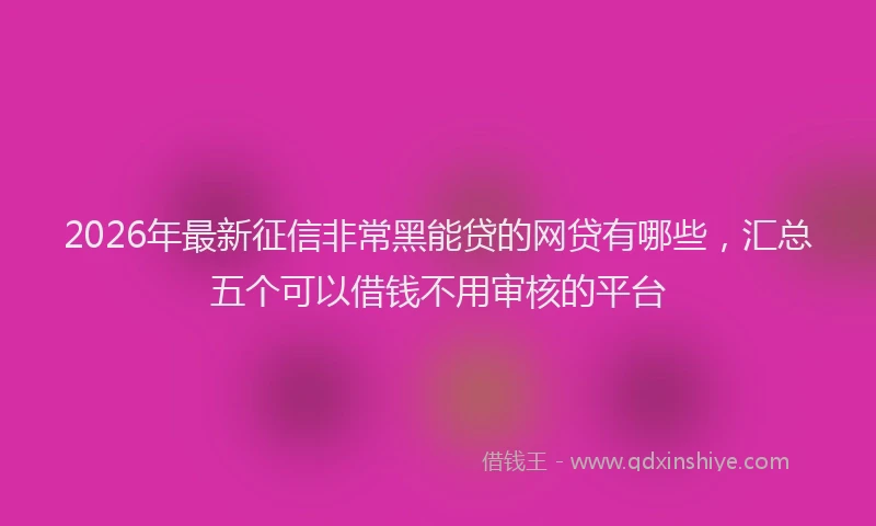2026年最新征信非常黑能贷的网贷有哪些，汇总五个可以借钱不用审核的平台