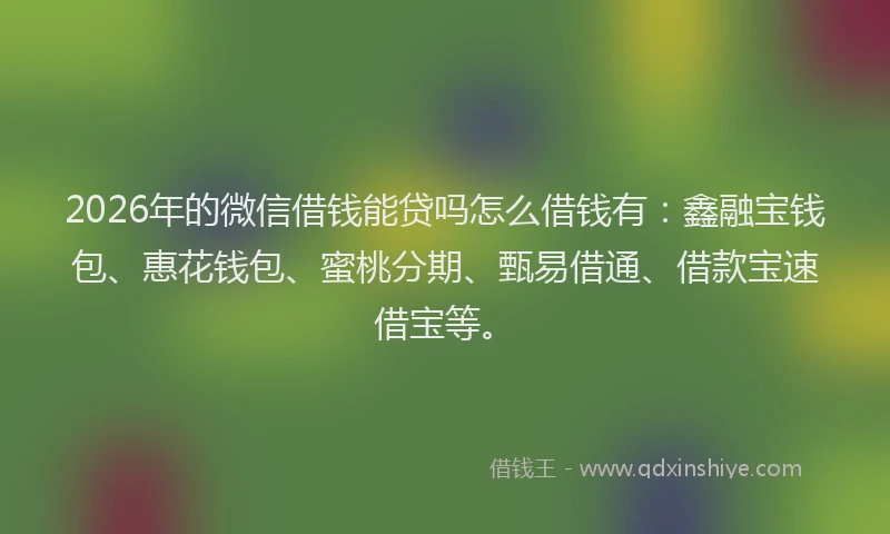 2026年的微信借钱能贷吗怎么借钱有：鑫融宝钱包、惠花钱包、蜜桃分期、甄易借通、借款宝速借宝等。