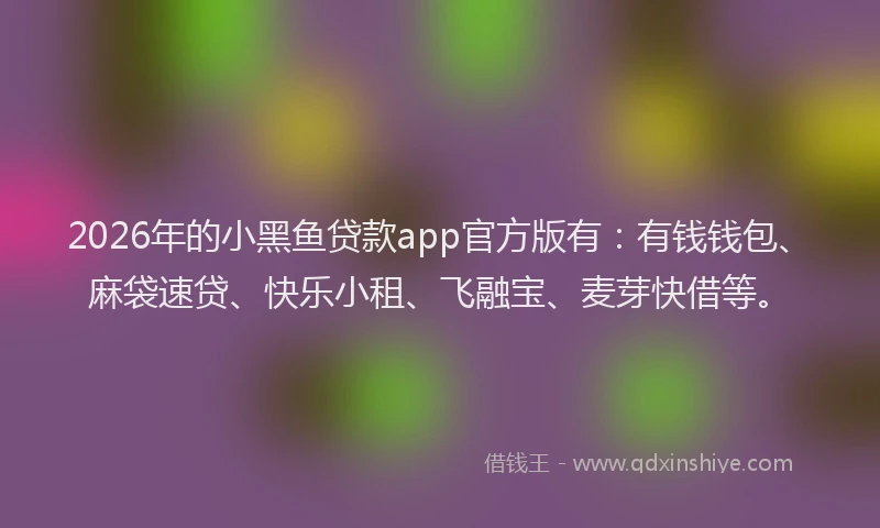 2026年的小黑鱼贷款app官方版有：有钱钱包、麻袋速贷、快乐小租、飞融宝、麦芽快借等。
