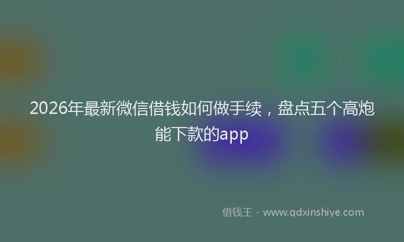 2026年最新微信借钱如何做手续，盘点五个高炮能下款的app