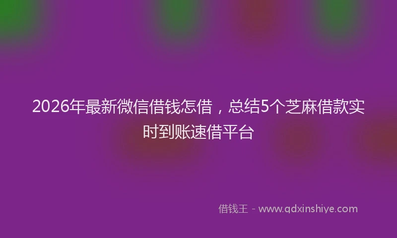 2026年最新微信借钱怎借，总结5个芝麻借款实时到账速借平台