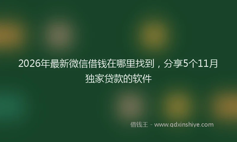 2026年最新微信借钱在哪里找到，分享5个11月独家贷款的软件