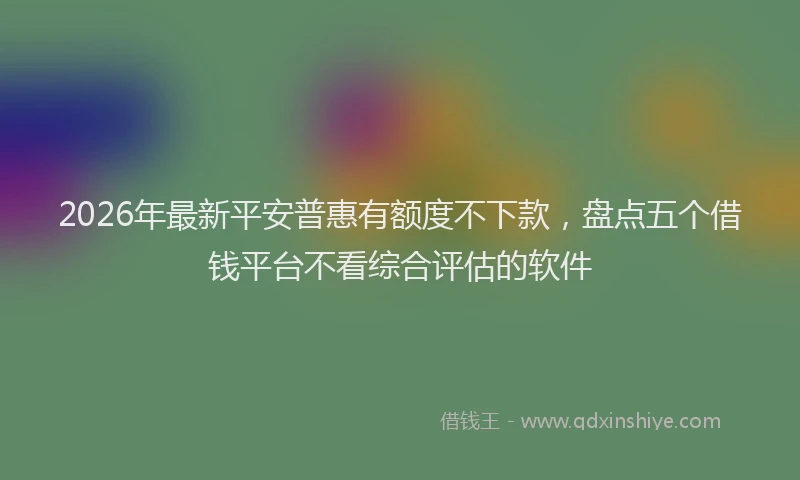 2026年最新平安普惠有额度不下款，盘点五个借钱平台不看综合评估的软件