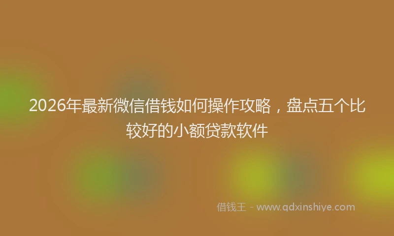 2026年最新微信借钱如何操作攻略，盘点五个比较好的小额贷款软件